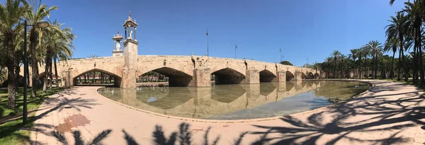 Panorama Dal Ponte Puente Del Mar Giardini Turiani Valencia Spagna — Foto Stock