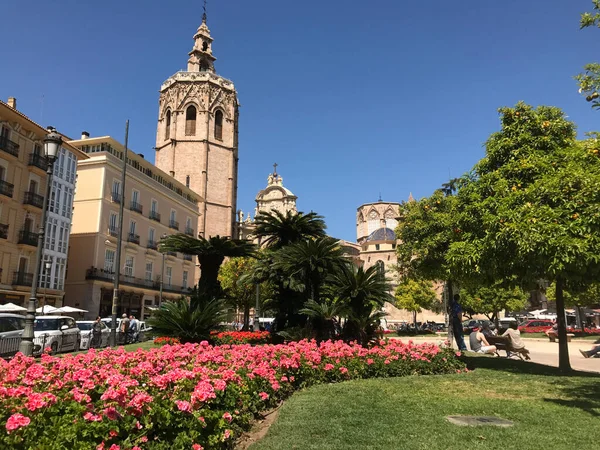 Plaza Reina Met Micalet Valencia — Stockfoto