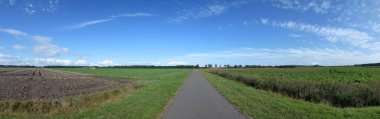 Drenthe, Hollanda 'daki Bruntinge çevresindeki panoramik manzara