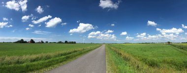 Hollanda, Friesland 'daki Burgwerd çevresindeki tarım arazilerinden panorama