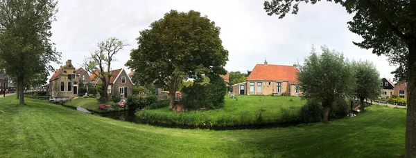 Panorama Des Maisons Traditionnelles Frise Hindeloopen Pays Bas — Photo