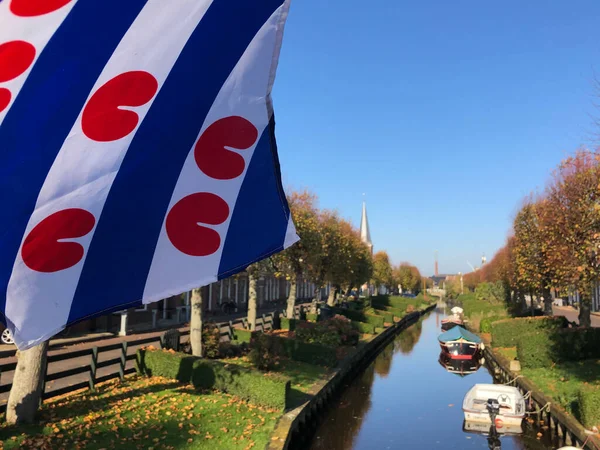 Frisian Flag Canal Ijlst Autumn Friesland Netherlands — Stock Photo, Image