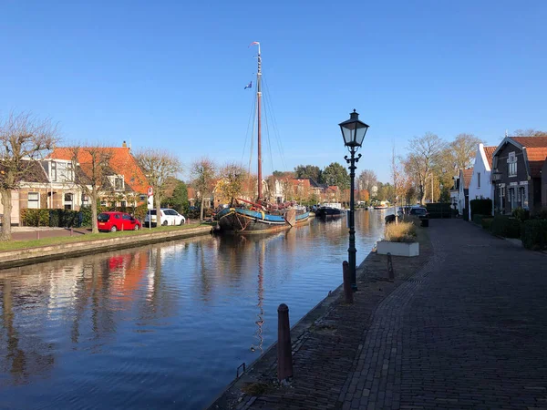 Kanał Ijlst Jesienią Friesland Holandia — Zdjęcie stockowe