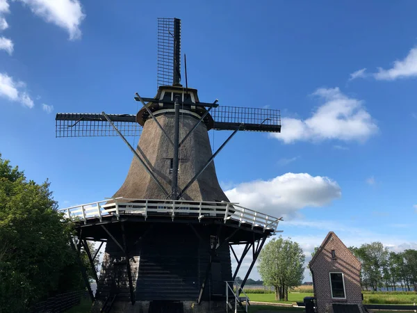 Moinho Vento Langweerder Friesland Países Baixos — Fotografia de Stock