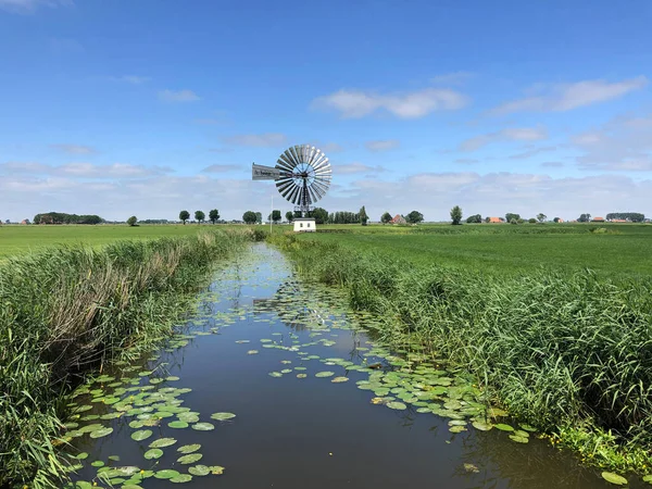 Canal Windmill Village Boazum Friesland Netherlands — Stock Photo, Image