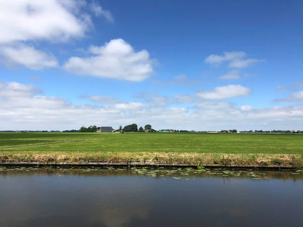 Kanał Wokół Hallum Friesland Holandia — Zdjęcie stockowe