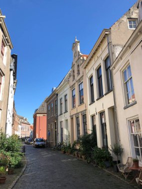 Zutphen, Gelderland, Hollanda 'daki eski bir caddede.