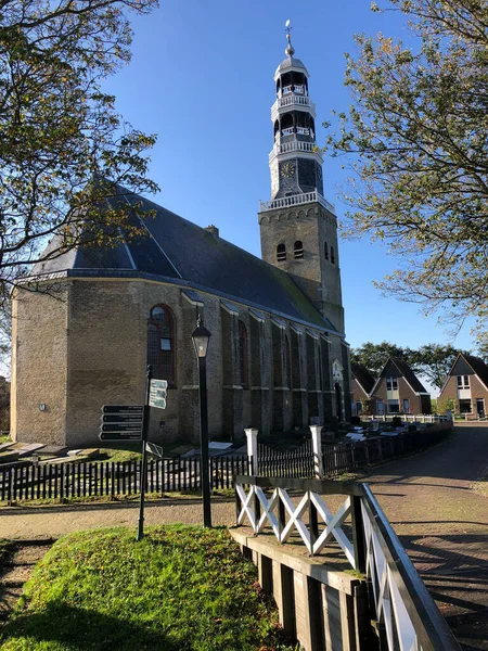 Igreja Dyke Hindeloopen Durante Outono Friesland Países Baixos — Fotografia de Stock