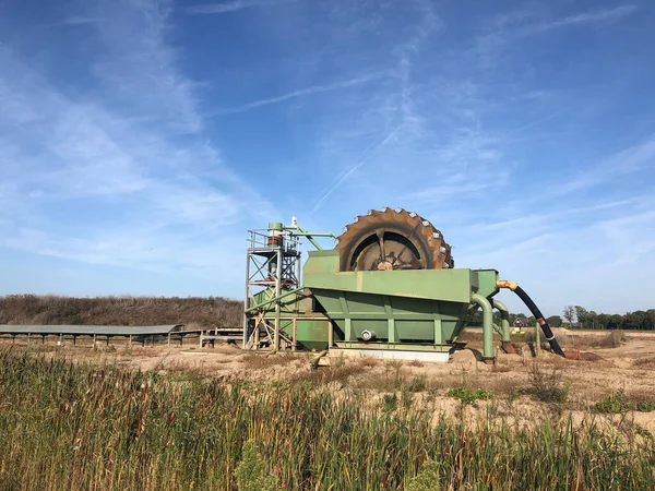 Μηχανή Εξόρυξης Άμμου Γύρω Από Lobith Στην Ολλανδία — Φωτογραφία Αρχείου