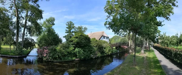 Panorama Von Einem Kanal Giethoorn Overijssel Niederlande — Stockfoto