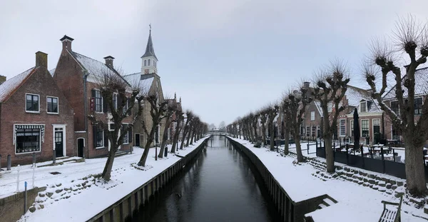 Kanalpanorama Sloten Winter — Stockfoto