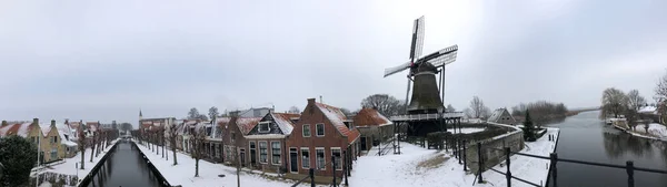 Panorama Dalla Città Sloten Durante Inverno Frisia — Foto Stock