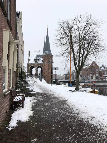 Pad Naar Tthe Watergate Tijdens Winter Sneek — Stockfoto