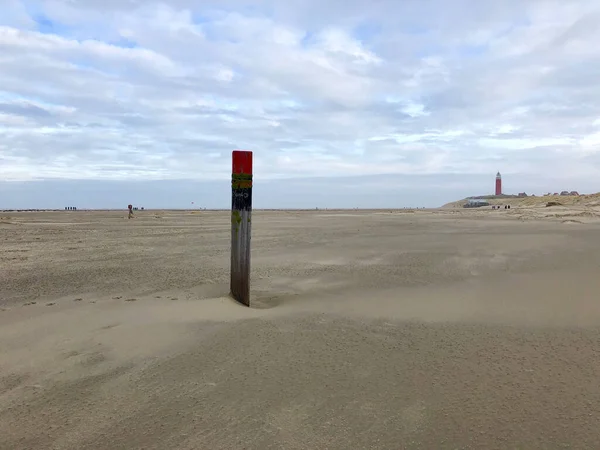 Hollanda 'da deniz feneri olan Texel Plajı