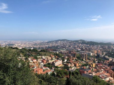 Barcelona, İspanya üzerinden Tibidabo Dağı 'ndan görünüm