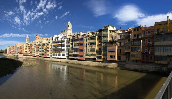 Panorama Vanaf Rivier Onyar Girona Spanje — Stockfoto