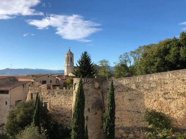 Uitzicht Vanaf Stadsmuur Van Girona Spanje — Stockfoto