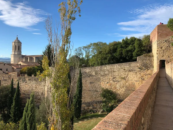 Uitzicht Vanaf Stadsmuur Van Girona Spanje — Stockfoto