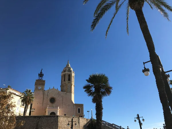 Spanya Nın Sitges Kentindeki Sant Bartomeu Santa Tecla Kilisesi — Stok fotoğraf