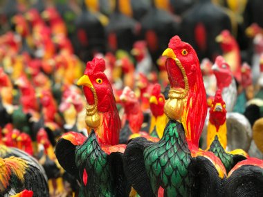 Wat Yai Chai Mongkhon 'daki Horoz Heykelleri Ayutthaya, Tayland' daki bir Budist tapınağı