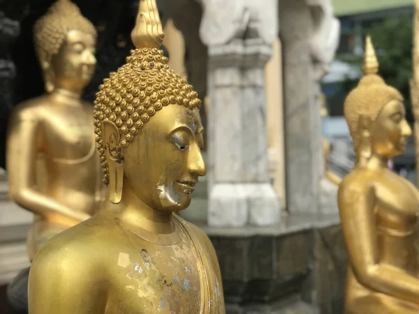 Estátuas Buda Ouro Templo Buda Dourado Wat Trai Mit Bangkok — Fotografia de Stock