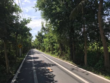 Bang Kobua Bangkok Tayland 'da boş asfalt yol