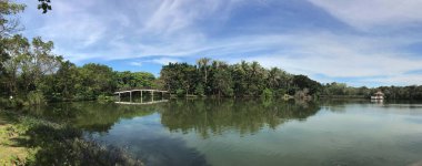 Sri Nakhon Khuean Khan Park ve Bangkok Tayland Botanik Bahçesinden Panorama