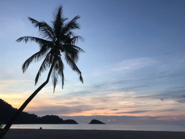 Palmtree ve Koh Chang Tayland 'da gün batımı
