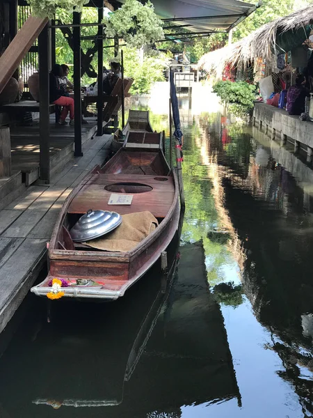 Boat Canal Bang Nam Phueng Floating Market Bangkok Thailand — Stock Photo, Image
