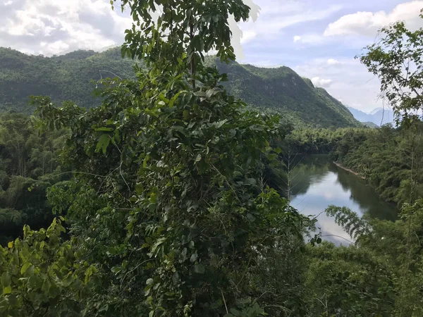 Landscape seen from the train between Kanchanaburi and Bangkok Thailan