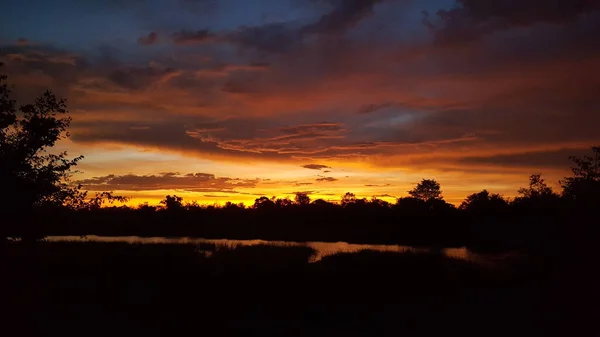 Sunset Moremi Game Reserve Μποτσουάνα — Φωτογραφία Αρχείου