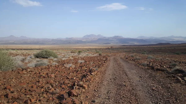 Dirt Road Damalandnál Aba Huab Folyómeder Namíbiában — Stock Fotó