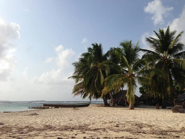 Boot Und Häuser Auf Den San Blas Inseln Panama — Stockfoto