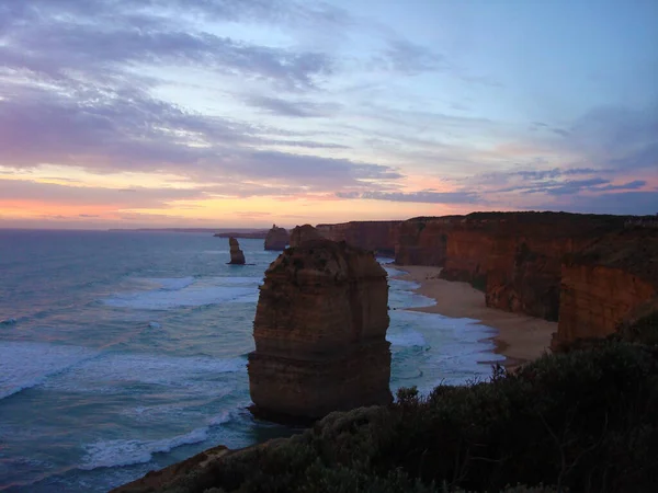 Zachód Słońca Przy Dwunastu Apostołach Australii — Zdjęcie stockowe