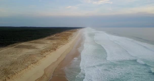 Aerial Shot Mimizan Beach France — Stock Video