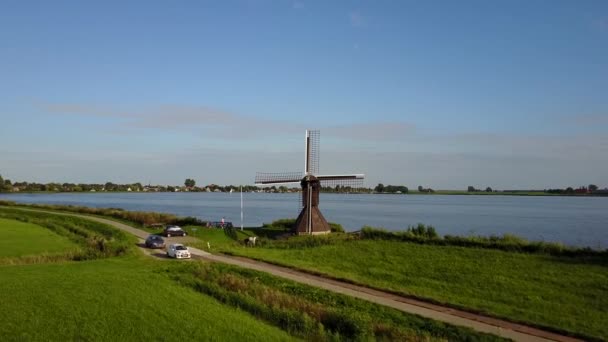 Luftbild Von Doris Mooltsje Der Ältesten Spinnenkopfmühle Aus Friesland Der — Stockvideo