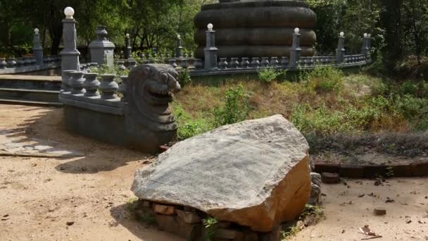 Наклон Статуи Будды Рядом Сигирайей Львиная Скала Пидурангала Шри Ланке — стоковое видео