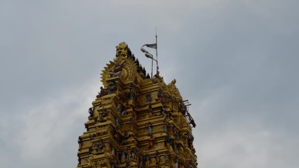 Die Spitze Des Sri Muthumariamman Thevasthanam Hinduistischen Tempels Sri Lanka — Stockvideo