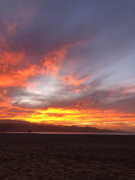 Sunset Las Canteras Beach Las Palmas Gran Canaria — Stock Photo, Image