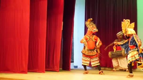 Raksha Natuma Διάβολος Χορεύει Καντυάνοι Χορευτές Σρι Λάνκα — Αρχείο Βίντεο