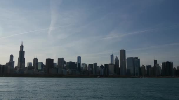 时间从芝加哥天际的日落中消逝 — 图库视频影像