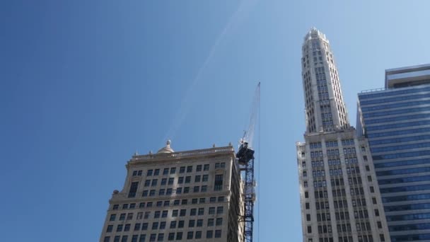 Vista Rascacielos Desde Río Chicago — Vídeo de stock