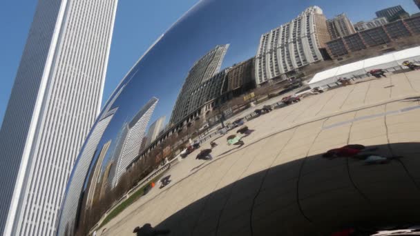 Zbliżenie Cloud Gate Fasola Chicago — Wideo stockowe