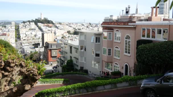 Voiture Volant Célèbre Rue Lombard Crooked San Francisco — Video