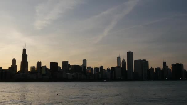 Time Lapse Chicago Skyline Solnedgång — Stockvideo