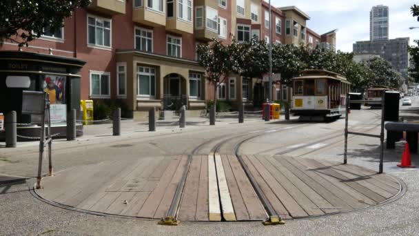 Funivia Arrivo Turnaround Fermata Taylor Street Fishman Wharf San Francisco — Video Stock