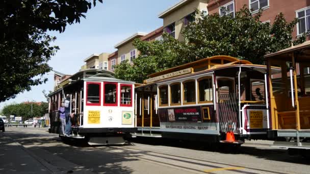 Kabelbaan Verlaten Turnaround Stop Bij Taylor Street San Francisco — Stockvideo