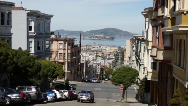 Blickar Ner Från San Francisco Till Alcatraz — Stockvideo