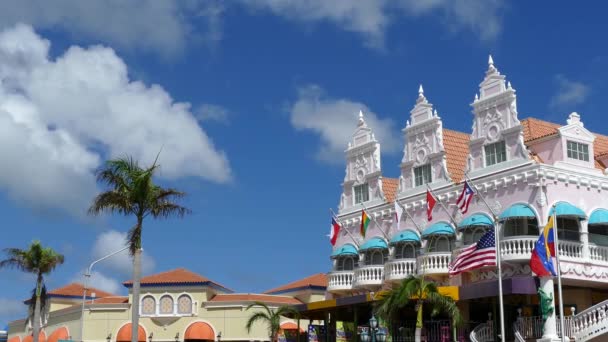 Färgglada Royal Plaza Mall Oranjestad Aruba — Stockvideo