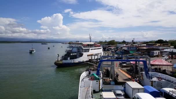 Megérkezünk Komppal Puntarenas Kikötőjébe Costa Ricába — Stock videók